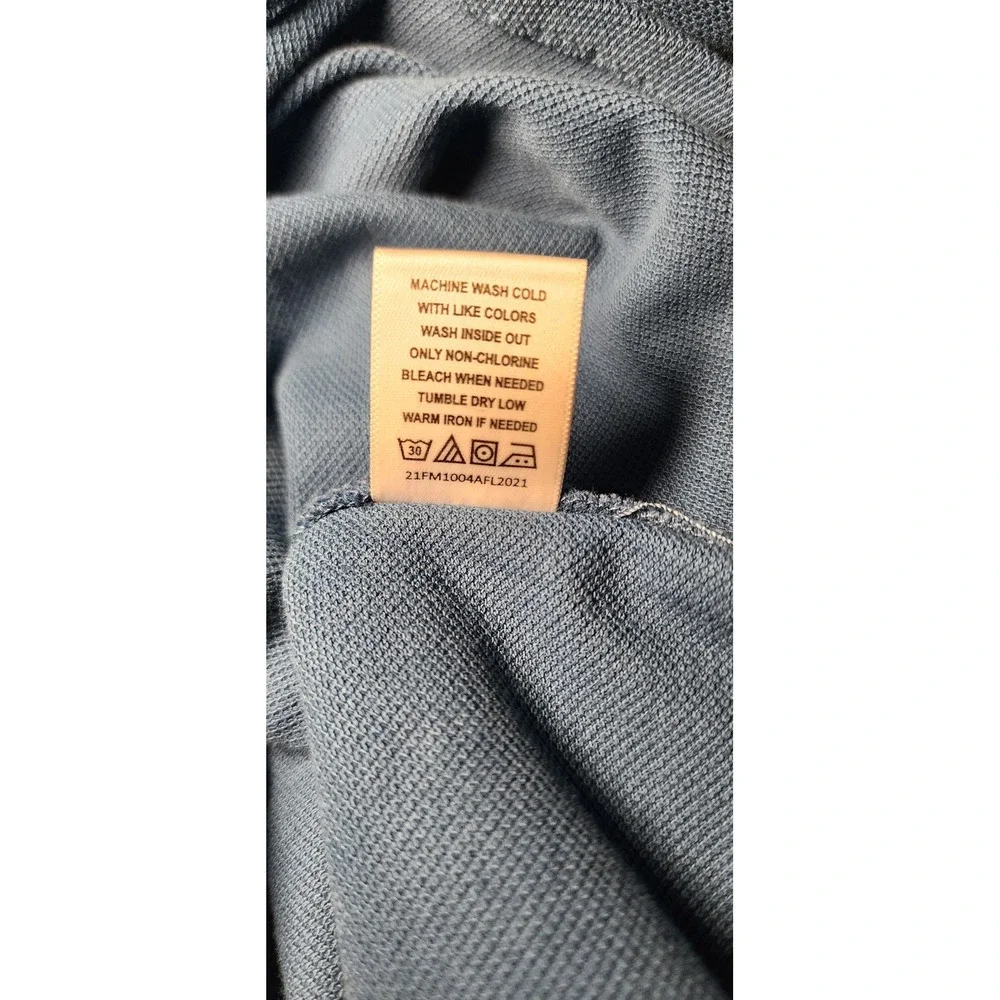Hope&Henry Mens Long Sleeve Button Up Shirt Blue Size Large 100% Organic Cotton